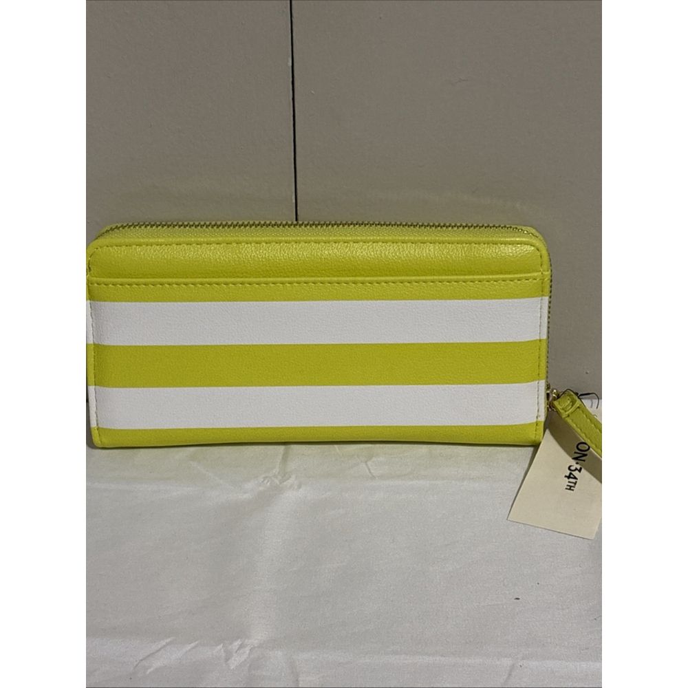 On 34th Angii Zip Around Printed Wallet Clutch Size One Lemon lime Stripe